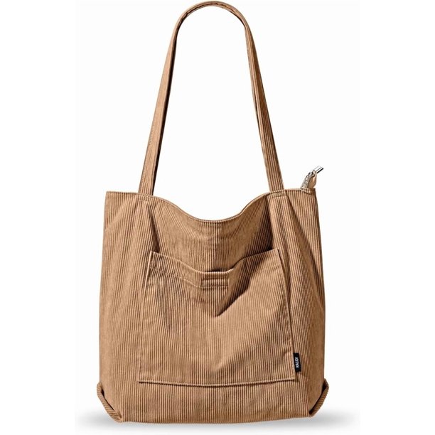 Bolso de pana con cremallera, impermeable, para mujer, con bolsillos y compartimentos, de gran capacidad, para el hombro.