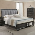 thumbnail image 2 of Contemporary 4pc Queen Upholstered Headboard Storage Drawers Bed Dresser Mirror Nightstand Furniture, 2 of 3
