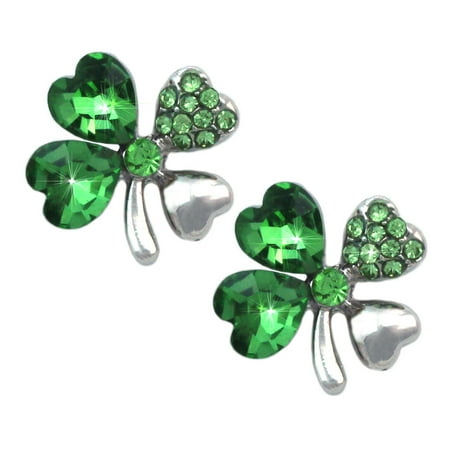 cocojewelry Heart Shape Leaf Clover Shamrock Stud Post Earrings