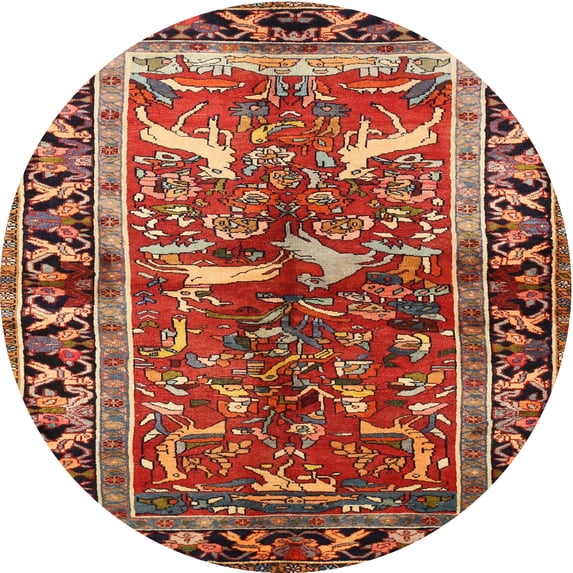 Ahgly Company Indoor Round Traditional Tomato Sauce Red Area Rugs, 3' Round