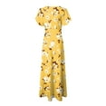 thumbnail image 6 of vigerkar Women's Floral Print Chiffon Dress Midi Length casual Dresses, Spring/Summer 2025 Yellow, XXL, 6 of 7