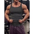 thumbnail image 4 of Men'S Square Neck Ribbed Slim Fit Sports Tank Top Dark Gray L, 4 of 9