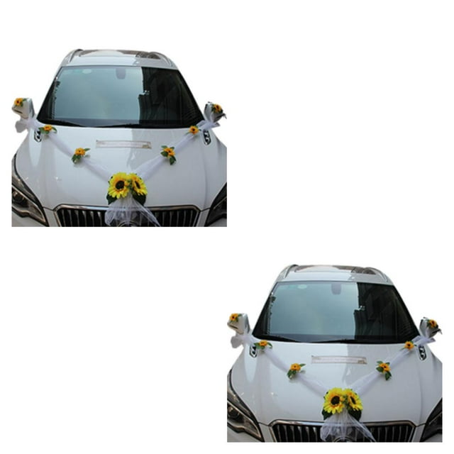 Ruiboury Simulation White Rose Elegant And Stylish Wedding Essential Decorations Polyester Simulation Decoration Bride Flower yellow 2Set