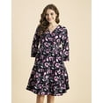 thumbnail image 5 of Moomaya V Neck Printed Rayon 3/4 Sleeve Wrap Dress - Women's Wrap Dress, 5 of 9