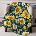 thumbnail image 3 of Throw Blanket for Couch Sunflower Daisy Soft Fleece Flannel Blankets Cozy Lightweight Blanket for Home Sofa Living Room Watercolor Flower Bed Throws 30" x 40", 3 of 9