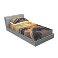 thumbnail image 3 of Ambesonne Colorful Fitted Sheet & Pillow Sham Set, Majestic Sunrise Sky, Queen, Blue Orange Cream, 3 of 3