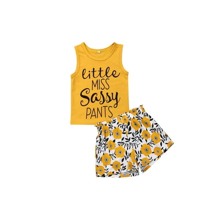 

Summer Kids Baby Girls Toddler Floral Clothes T-shirt Tops+Pants Shorts 2PCS Set