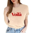 thumbnail image 1 of TSADFHJI Chandail en Molleton Col Rond Femme Graphique Couleur Unie Mode Décontractée Imprimé Lettre Col Rond Manches Courtes T-Shirt Haut L Beige, 1 of 4
