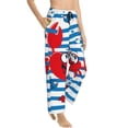 thumbnail image 2 of Haiem Red Funny Crab on Blue Stripe Women's Pajama Pants Ultra Lightweight Pjs Bottoms Sleepwear Bottom Pants With Pocket Drawstring-X-Large, 2 of 9