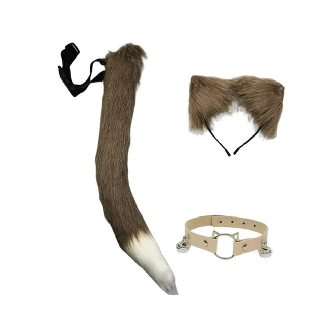 Conjunto de 3 piezas de orejas y cola de , disfraz de cosplay, conjunto para disfrazarse, espectáculo en Café blanco