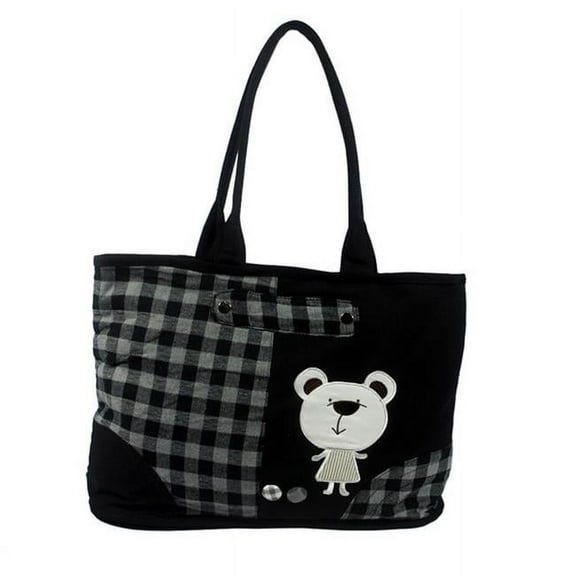 White Bear Canvas Shoulder Tote Bag / Shopper Bag