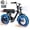 Black & Blue, variant on Blaze 16" Electric Bike for Adults/Teens, Peak 1200W 55 Miles 25Mph Full Suspension Fat Tire Electric Motorcycle,Blue
