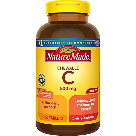 Nature Made Chewable Vitamin C 500 mg Tablets, 150 Count Value Size to Help Support the Immune System (Pack of 3)