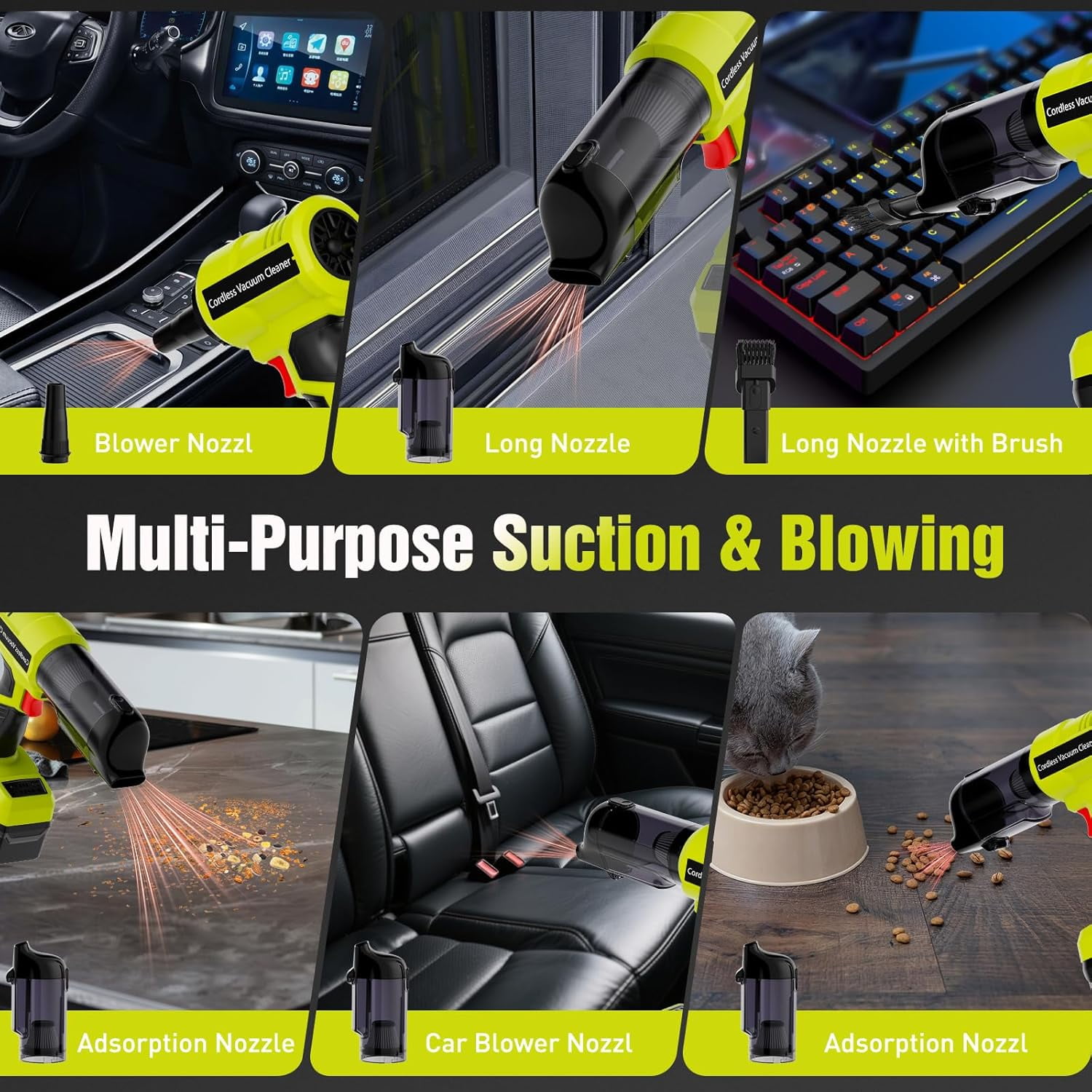 3 in 1 Handheld Vacuum Cordless Compatible with Ryobi 18V Battery, Wet&Dry Car Vacuum Portable Cordless with 22000Pa Blowing Function for Garage, Offices and Pet Messes (Tool Only)