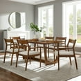 thumbnail image 2 of Modway Solara 7-Piece Wood Dining Set with Fabric Upholstered Armchairs in Walnut Heathered Weave Beige, 2 of 10