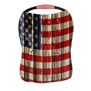 ECZJNT Old Painted American Flag on Dark Wooden Fence Nursing Cover Baby Breastfeeding Infant Feeding Cover Baby Car Seat Cover