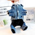 thumbnail image 4 of Dog Clothes Autumn Winter Four Legged Denim Pants Thickened Lapel Denim Coat Small and Medium-sized Pet Clothing ShopWise Round, 4 of 7
