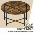 thumbnail image 4 of FASCK Round Coffee Table, Small Coffee Table for Living Room, Rustic Wood Circle Modern Center Table with Sturdy Metal Legs, Easy to Assemble, 35.5 x 18 Inches, 4 of 8