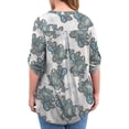 thumbnail image 4 of Hauts pour Femmes Chemises à Manches 3/4 Roulées Blouses à Col en V Tunique, 4 of 5
