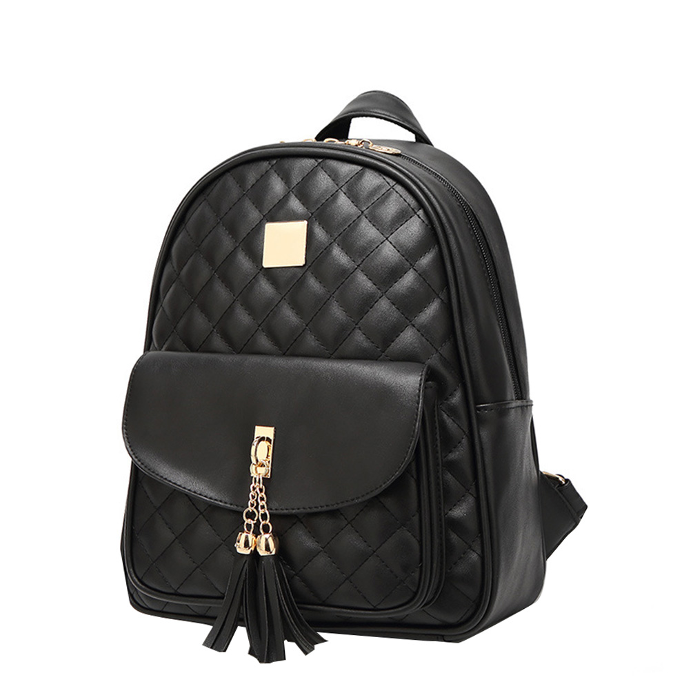 Small Fashionable Backpack for Women Mini Black Quilted Fashion ...