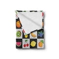 thumbnail image 2 of Black and White Soft Flannel Fleece Throw Blanket, Kitchen Fruits and Vegetables Nature with Dots Chess Squares Art Design, Cozy Plush for Indoor and Outdoor Use, 70" x 90", Multicolor, by Ambesonne, 2 of 6