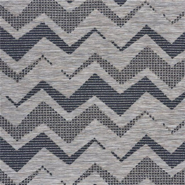 LR Resources RETRE81607SBL7999 Zig Zag Geometric Indoor & Outdoor Rug, Gray & Navy
