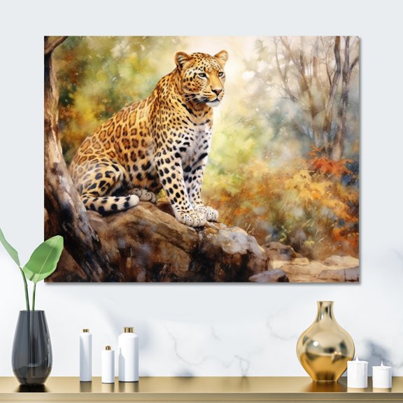 Designart "Graceful Leopard II" Leopard/Cheetah Metal Wall Art