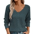 thumbnail image 2 of OKSALE Knitted Sweaters for Women Casual Hollow Out Sweater Deep V Neck Jumpers Cozy Long Sleeve Pullover Solid Color Jumper Fall Tops, 2 of 6