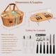 thumbnail image 5 of Juego de cestas de picnic de mimbre para 2 con mini mesa plegable para vino, bolsa térmica grande y kits de servicio de cubiertos para 2 personas, regalos para parejas, regalos de boda (Y2209-2-GR), 5 of 7
