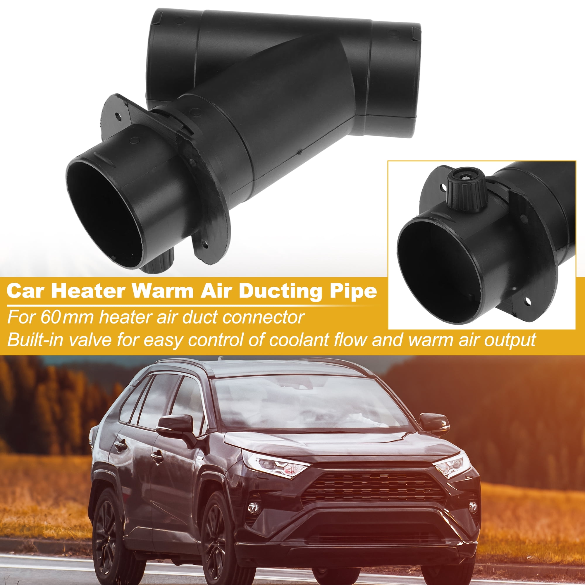 Car Heater Warm Air Ducting Pipe 60 mm Y Shape Outlet Connector Diesel Heater Duct Connector for Parking Caravan Heaters Black Plastic 1 Pcs
