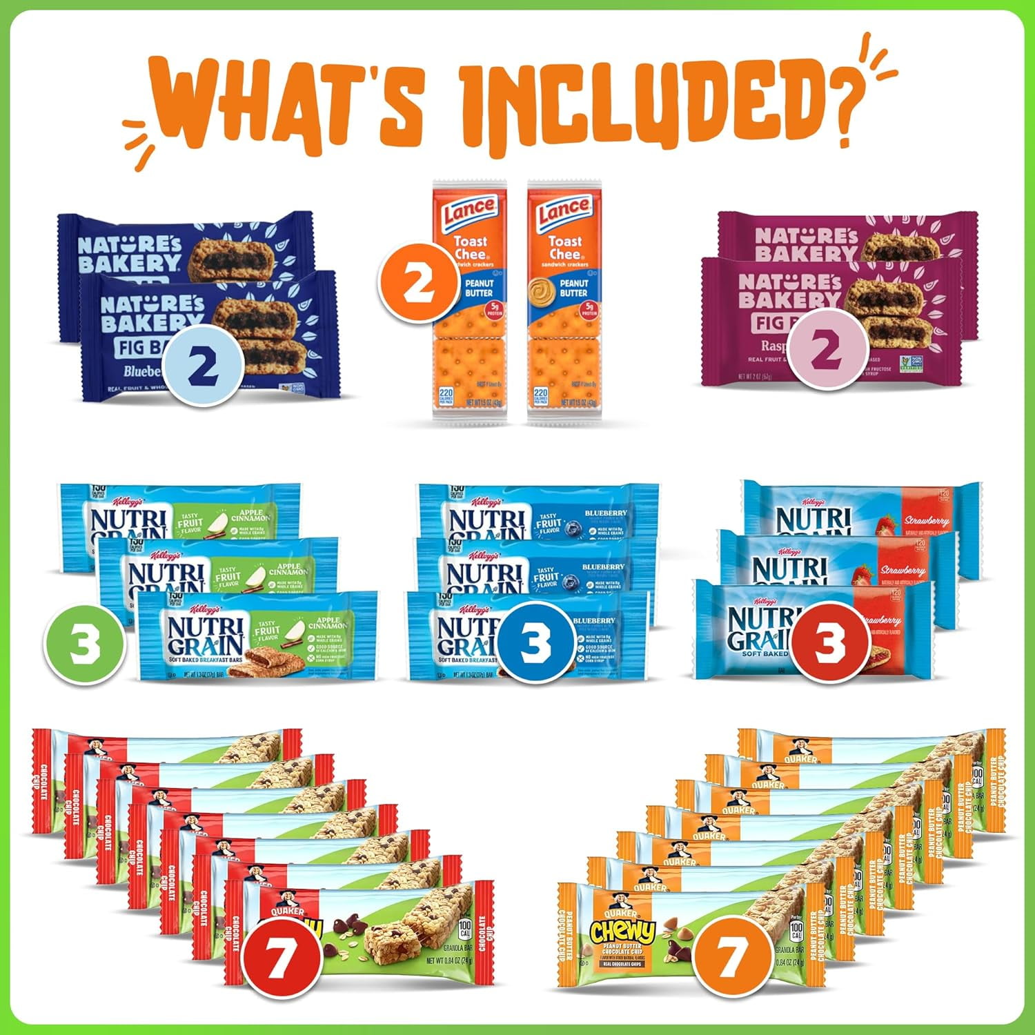 Granola Bars Bulk Variety Pack - Healthy Granola Bars Variety Snack Box for Office Snacks & Healthy Breakfast Bars - Snacks Variety Pack for Adults and Kids (60 Count)