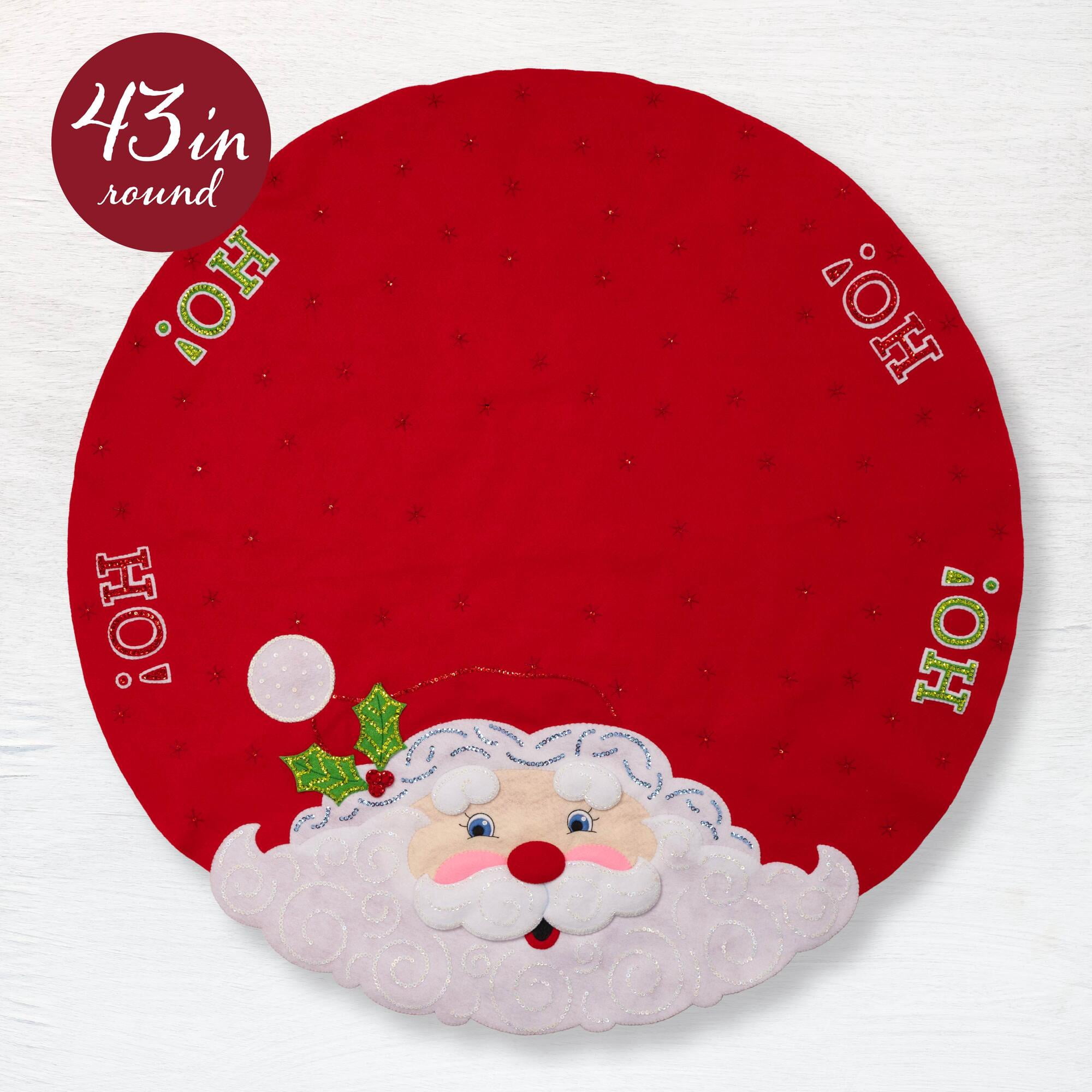 Bucilla Felt Tree Skirt Kit, Jolly Santa, 45 in Round, Multicolor, Felt