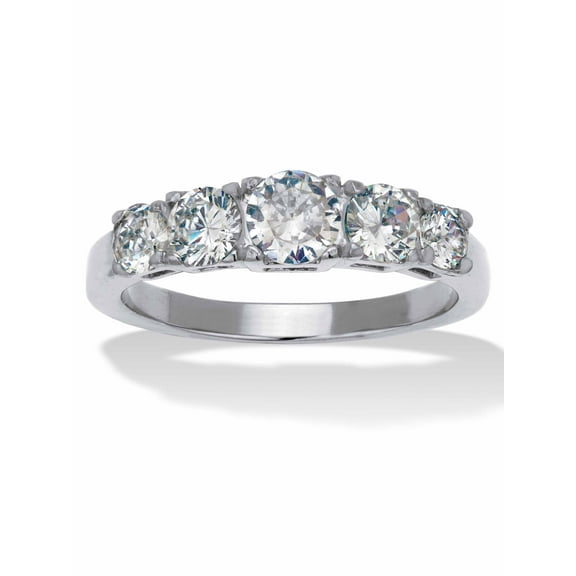 PalmBeach Jewelry 1.46 TCW Round Cubic Zirconia Stainless Steel Anniversary Ring