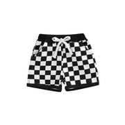 Genuiskids Infant Toddler Baby Boy Shorts Summer Plaid Cotton Checkerboard Print Sports Jogger Shorts Kids Active Pants Casual Short Pants