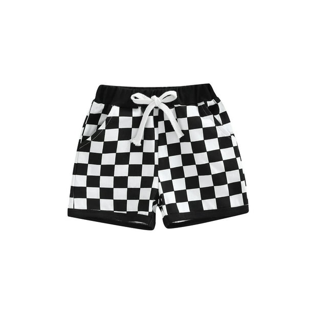 ZAXARRA Baby Boys Shorts with Checkerboard Print, Elastic Waist