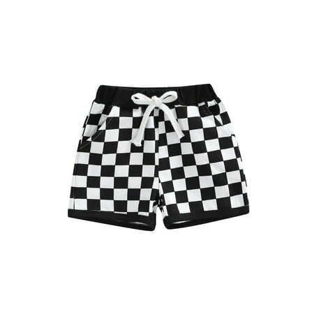 

Canrulo Newborn Toddler Baby Boy Shorts Summer Cotton Plaids Jogger Shorts Elastic Waist Casual Short Pants Black 18-24 Months