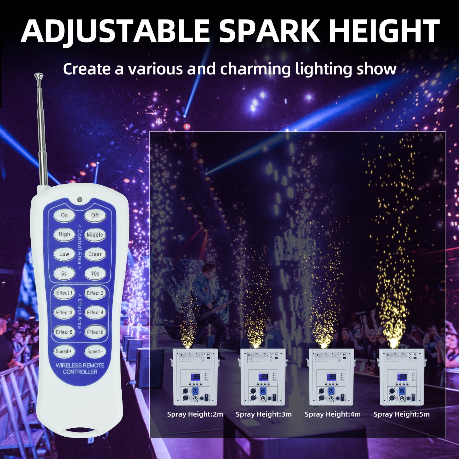 750W Cold Spark Machine DMX Firework Machine LCD Screen for Wedding Stage Party DJ Disco