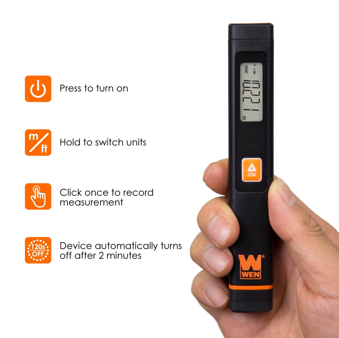 WEN Multi-Unit Pocket Laser Distance Measure with 32-Foot Range