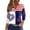 Dark Blue #142, variant on 250th Anniversary USA Shirts for Women 3/4 Sleeve T-Shirts Casual USA Flag Print Tops Independence Day Patriotic Pullover 4th of July Celebration Party V Neck 1776-2026 Blouses Blue 2XL