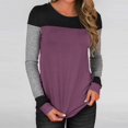 thumbnail image 4 of Gibobby Playera Térmica Ligera Camiseta ajustada de cuello redondo de manga larga con bloqueo de color de otoño e invierno（Morado， L), 4 of 4