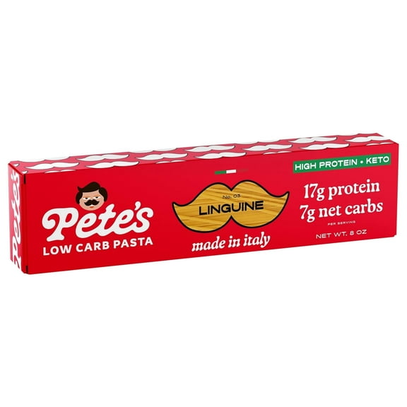 Pete's Pasta Linguine - 7g Low Carb, 17g High Protein - Authentic Italian Keto Wheat Pasta - 1 Pack, 8oz.