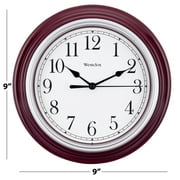 Westclox 9 inch Burgundy Round Simplicity Analog QA Wall Clock