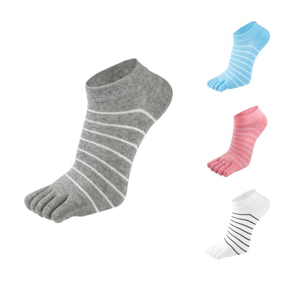 WMNTST Unisex Socks Five-toe Socks Striped Low-Cut Socks Soft Breathable Classic Minimalist Home Wear Hosiery