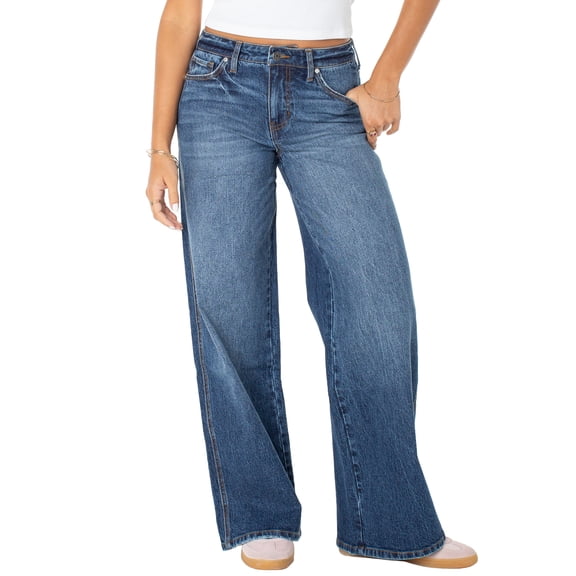 Celebrity Pink Women's and Women's Plus Baggy Wide Leg Jeans, Available in Regular, Short, Long Inseams, Sizes 1-24W