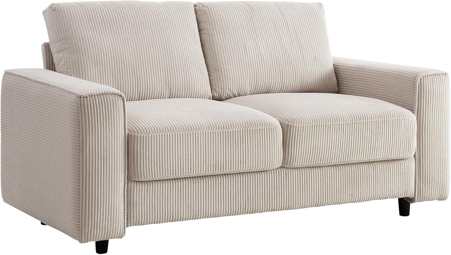 EPOWP 2-Piece Sleeper Sofa & Loveseat Set, 5-Seat Modern Corduroy Couches for Living Room, Tufted Plush Upholstery, High-Density Foam, Black Support Legs, Solid Wood Frame, Brown