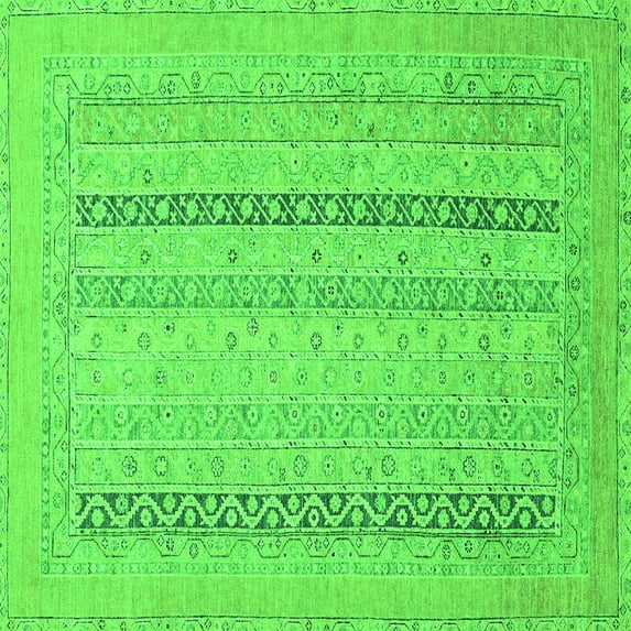 Ahgly Company Indoor Square Abstract Green Modern Area Rugs, 4' Square