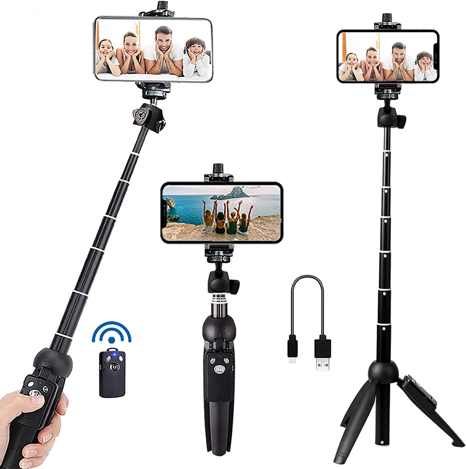 EWA 40 inch Aluminum Alloy Selfie Stick Tripod with Wireless Remote Shutter Compatible with MagSafe for iPhone 12 13 Pro Max Mini Universal Magnetic Snap Adapter Packed for Android Samsung Smartphone 