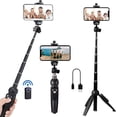 thumbnail image 1 of Portable 40 Inch Aluminum Alloy Selfie Stick Phone Tripod with Wireless Remote Shutter Compatible with iPhone 12 11 pro Xs Max Xr X 8 7 6 Plus, Android Samsung Smartphone, 1 of 7