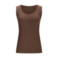 thumbnail image 3 of Women's Ribbed Tank Tops Sleeveless Round Neck Ribbed Tank Tops Slim Fitting Basic Cami Tee Shirts Knit Cropped Tee Tops Women's Tunics Brown XXL, 3 of 7