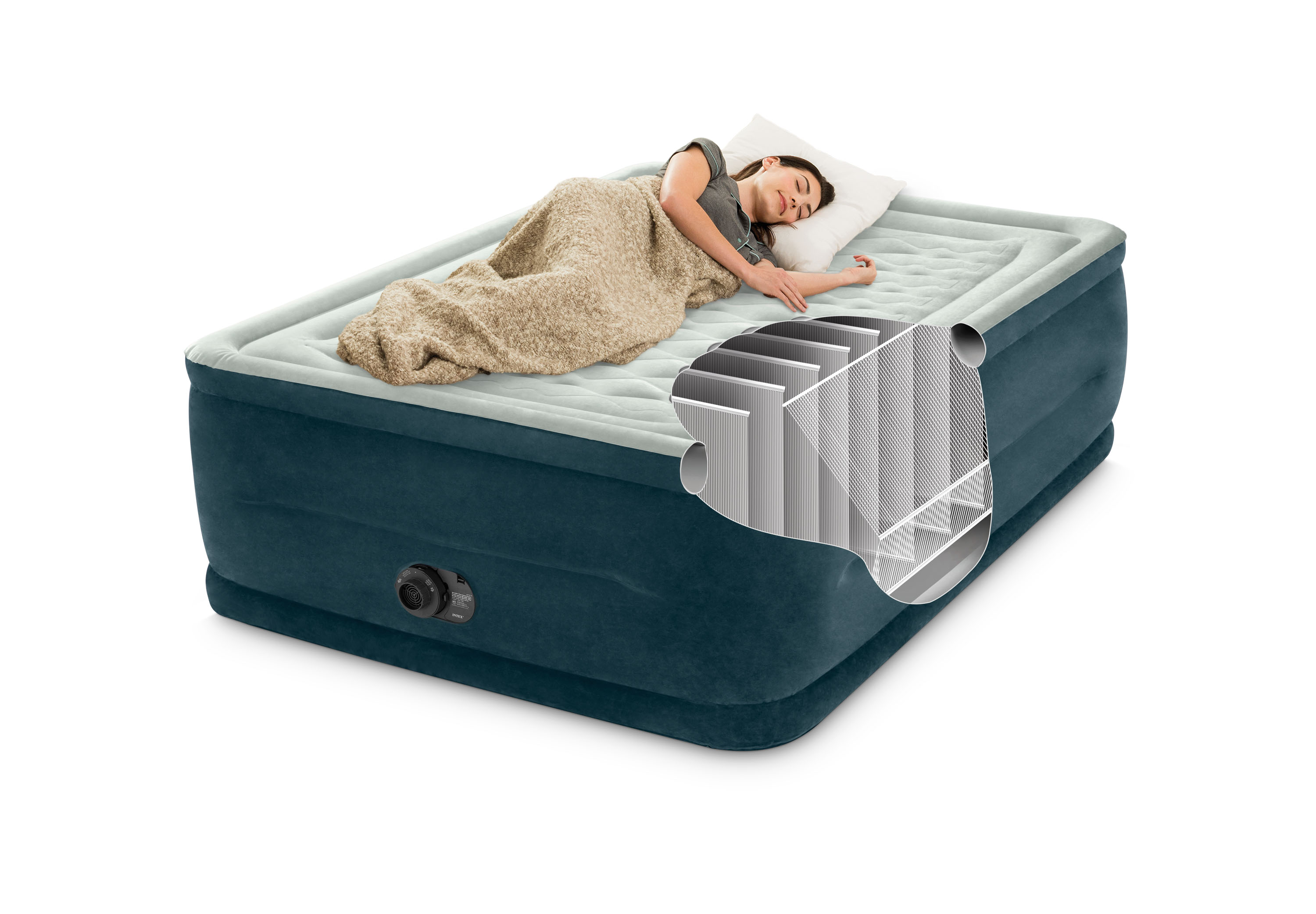 Intex 24" Dream Lux Pillow Top Dura-Beam Airbed Mattress with Internal Pump - Full - image 3 of 12